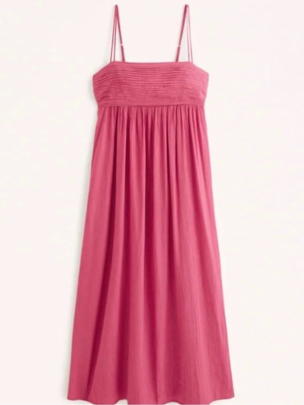 Abercrombie & Fitch Rose Pink Smocked-Top Spaghetti Strap Maxi Dress